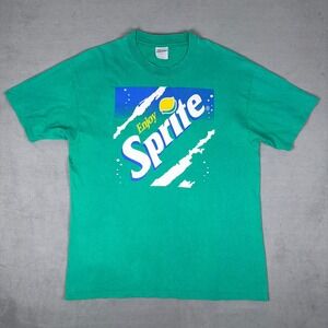 Vintage 90s Sprite T Shirt Mens XL Green Enjoy Sprite Soda Promo Made in USA